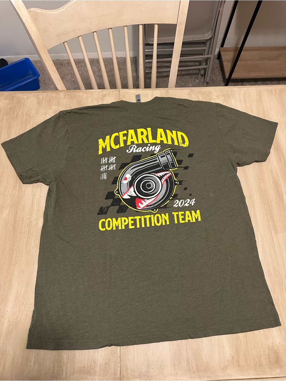 Next Level Apparel Olive Green McFarland Racing Competition Team Tee
